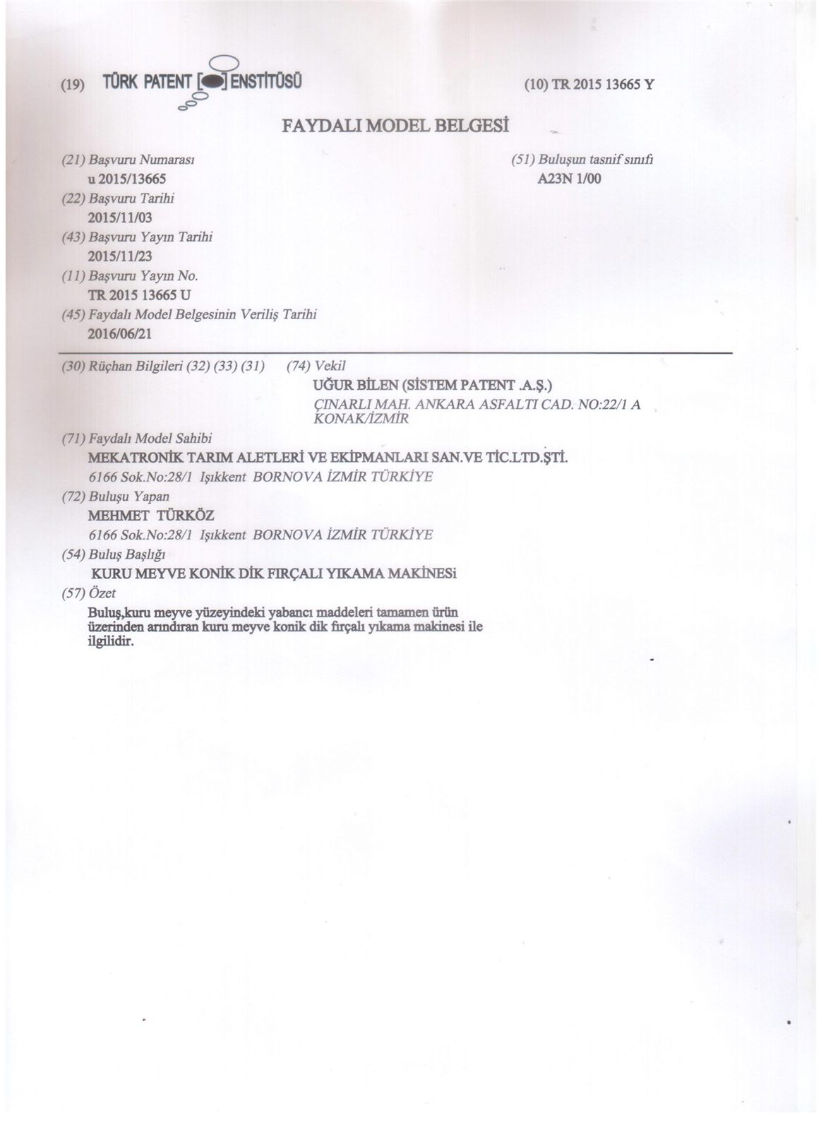 Patent Belgesi